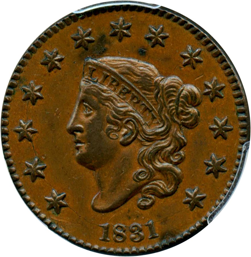 image for: 1831 1c PCGS/CAC AU53 (Large Letters)