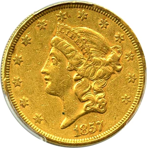 image for: 1857 $20 PCGS AU50