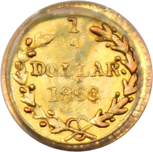 image for: 1868 Cal. Gold 25c PCGS MS62 (BG-806, OGH)