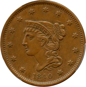 image for: 1840 1c PCGS AU50 (Small Date)