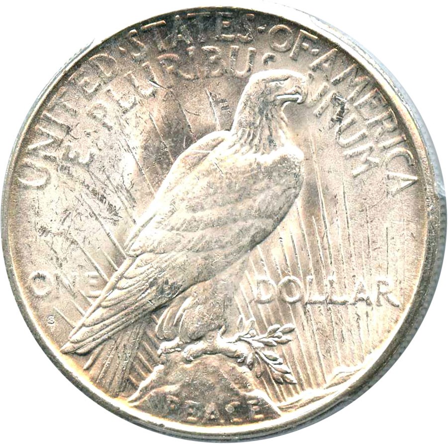 image for: Top 50 VAM: 1925-S $1 PCGS MS61 (VAM-3, Doubled Wing)