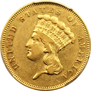image for: 1855-S $3 PCGS XF45