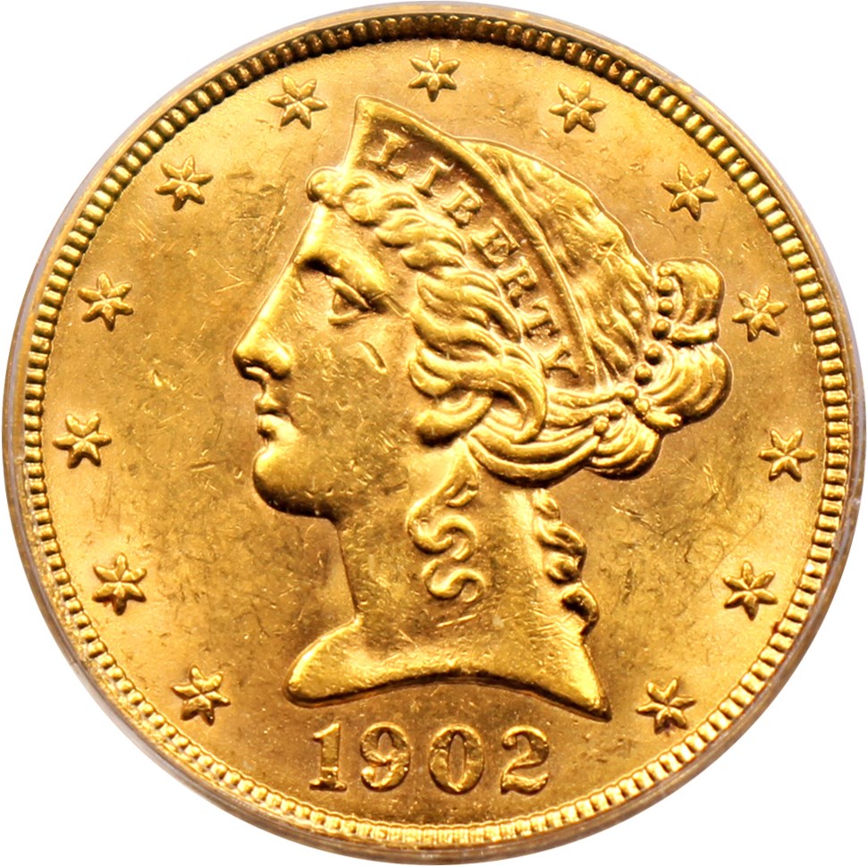 image for: 1902 $5 PCGS/CAC MS62 (OGH)
