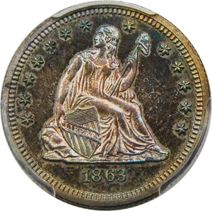 image for: 1863 25c PCGS/CAC Secure Proof 64+