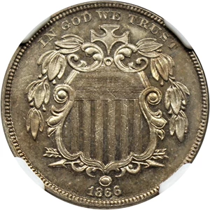 image for: 1866 5c NGC Proof 62 (With Rays)
