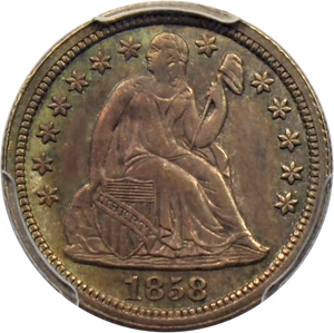 image for: 1858 10c PCGS/CAC MS64