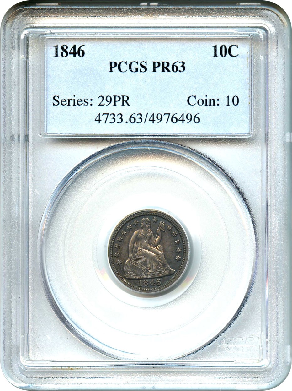image for: 1846 10c PCGS Proof 63