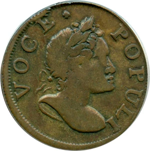 image for: 1760 Voce Populi Halfpenny PCGS VF30 BN