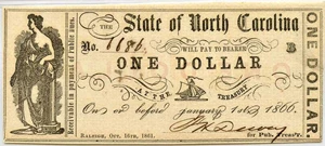 image for: North Carolina, Raleigh $1 Oct. 16th, 1861 PMG MS64 EPQ (NCCR38-1)