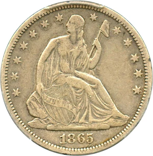 image for: 1865-S 50c PCGS VF30