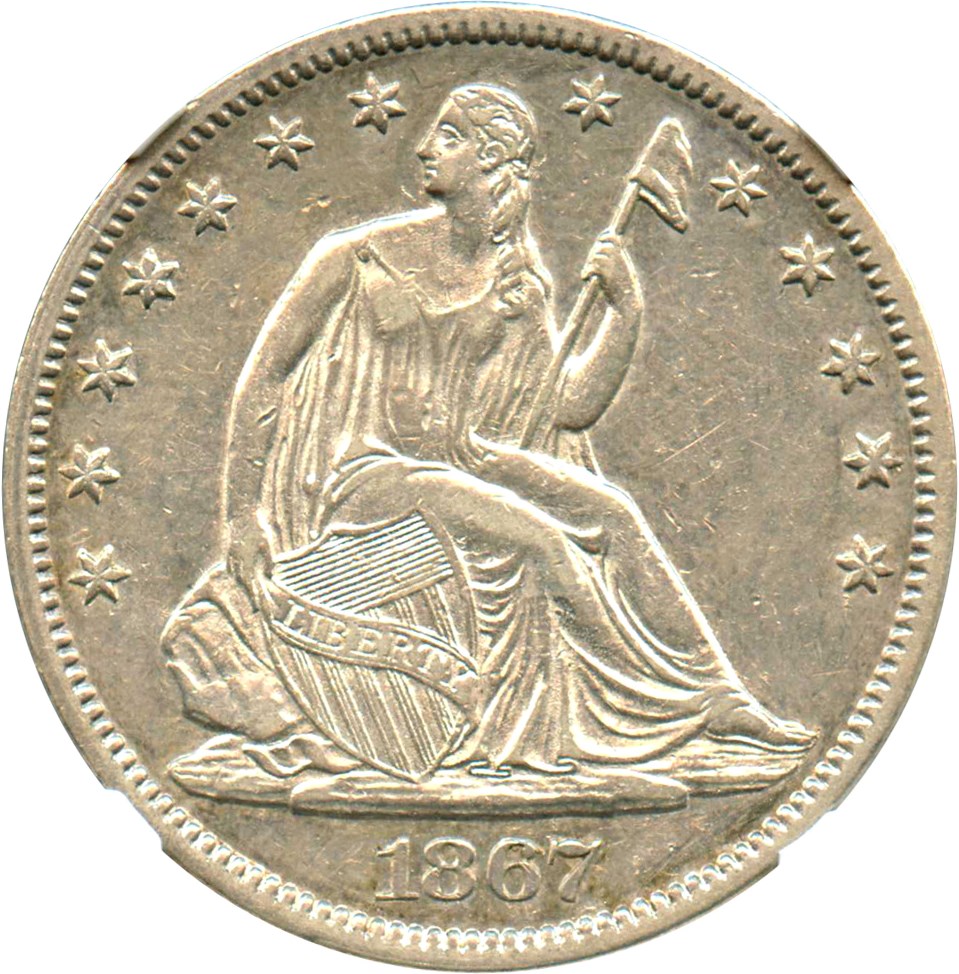 image for: 1867 50c NGC AU50