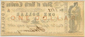 image for: North Carolina, Raleigh $1 Oct. 16th, 1861 PMG MS63 EPQ (NCCR38)