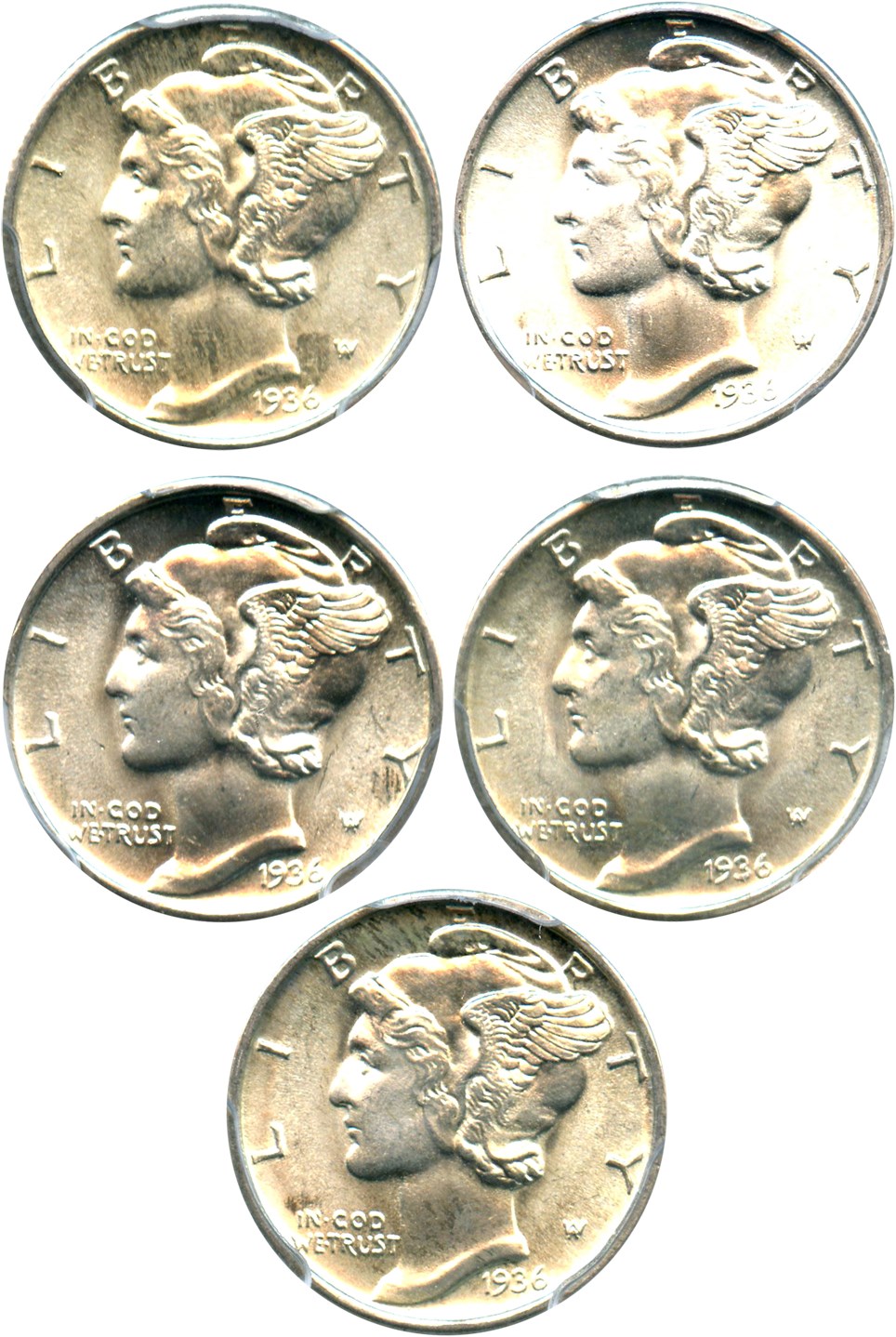 image for: Lot of 1936 10c PCGS MS66 (5 Coins)