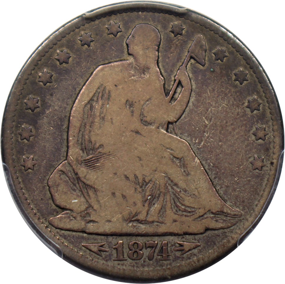 image for: 1874-CC 50c PCGS VG-08 (Arrows)