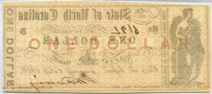 image for: North Carolina, Raleigh $1 Oct. 16th, 1861 PMG MS63 EPQ (NCCR38-1)