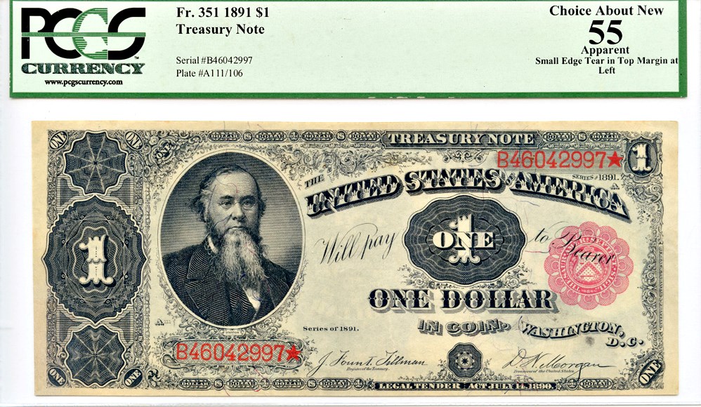 image for: FR. 351 1891 $1 Treasury Note PCGS About New 55 (Apparent)
