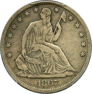 image for: 1867-S 50c PCGS VF30
