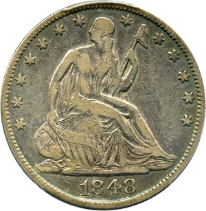 image for: 1848 50c PCGS VF25