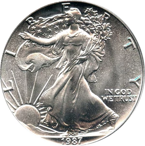 image for: 1987 Silver Eagle $1 PCGS MS69