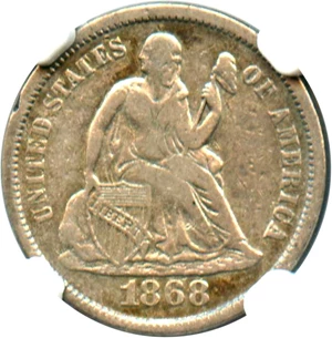 image for: 1868-S 10c NGC VF25