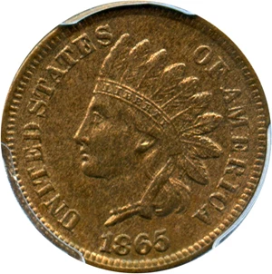 image for: 1865 1c PCGS MS63 BN (Plain 5)