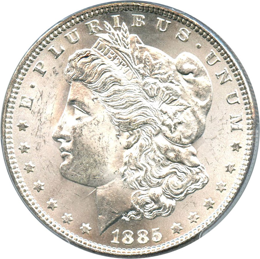 image for: 1885 $1 PCGS MS63 (VAM-1A, Pitted Reverse)