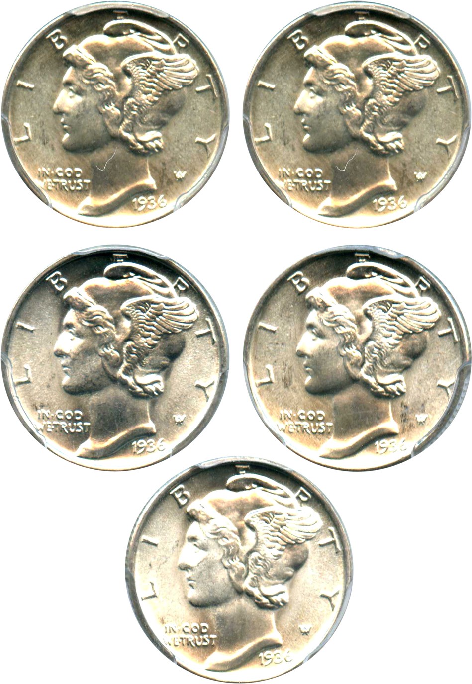 image for: Lot of 1936 10c PCGS MS66 (5 Coins)