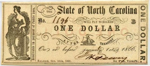 image for: North Carolina, Raleigh $1 Oct. 16th, 1861 PMG MS64 EPQ (NCCR38-1)