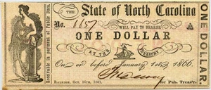 image for: North Carolina, Raleigh $1 Oct. 16th, 1861 PMG CU63 EPQ (NCCR38)