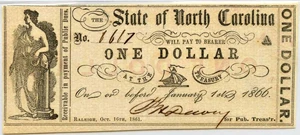 image for: North Carolina, Raleigh $1 Oct. 16th, 1861 PMG AU58 EPQ (NCCR38)
