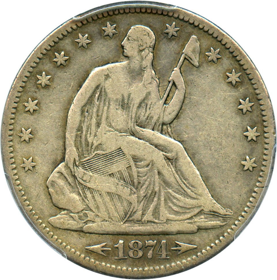 image for: 1874-S 50c PCGS VF25 (Arrows)
