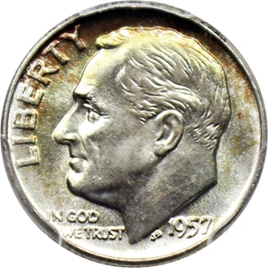 image for: 1957-D 10c PCGS MS66+ FB