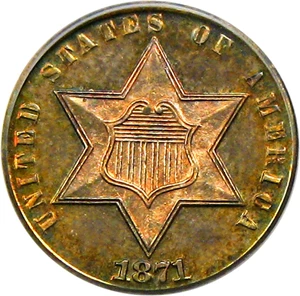 image for: 1871 3cS PCGS/CAC Proof 65
