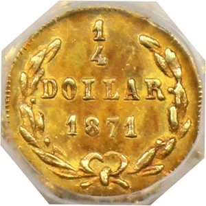 image for: 1871 Cal. Gold 25c NGC MS64 (BG-717)