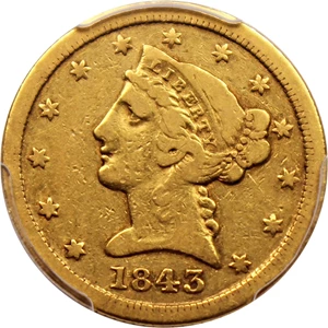 image for: 1843-C $5 PCGS F12