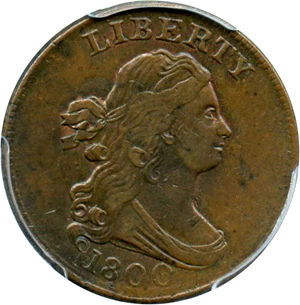 image for: 1800 1/2c PCGS AU55