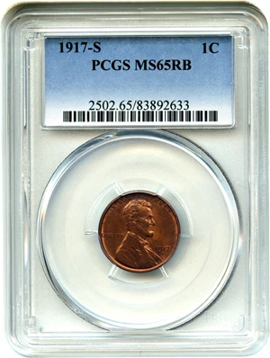 image for: 1917-S 1c PCGS MS65 RB