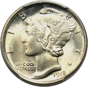 image for: 1918-S 10c PCGS MS65 FB