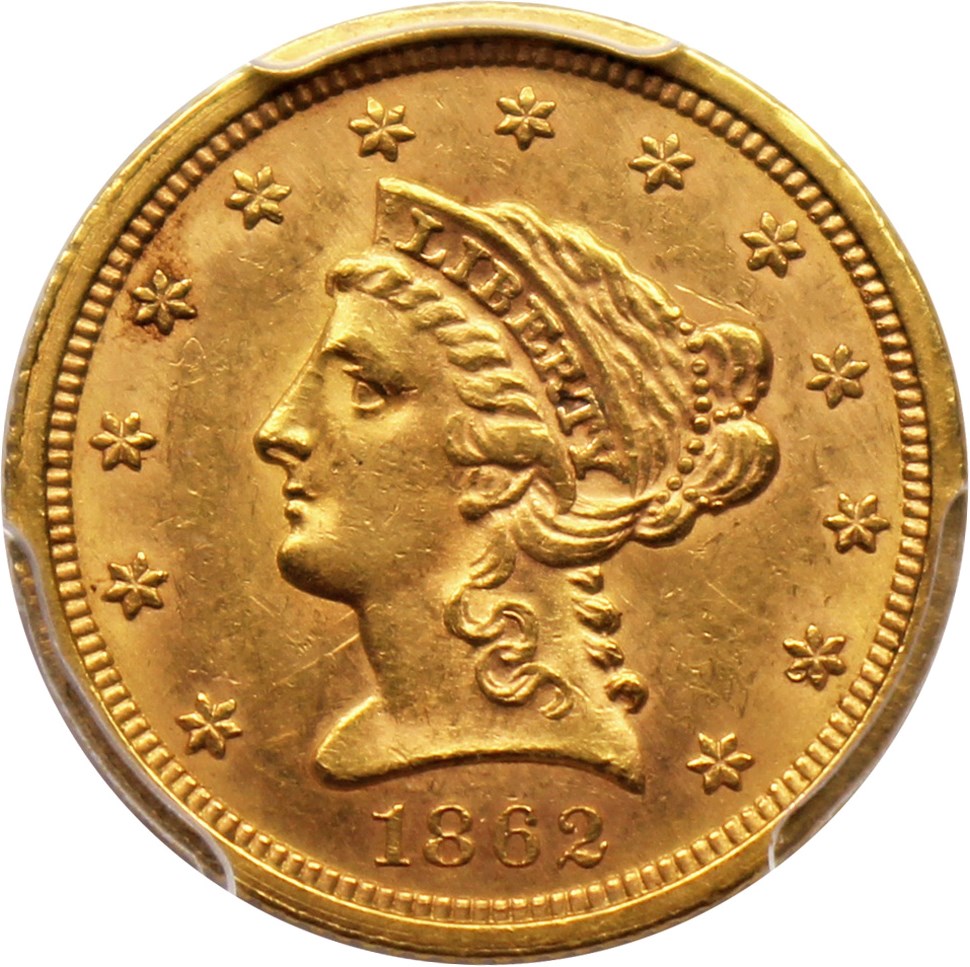 image for: 1862 $2 1/2 PCGS MS62