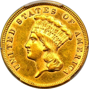 image for: 1860-S $3 PCGS AU58