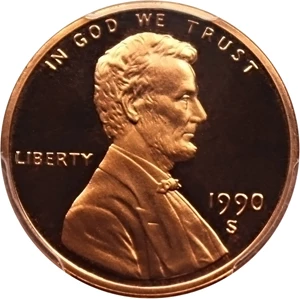image for: 1990-S 1c PCGS Proof 70 RD DCAM