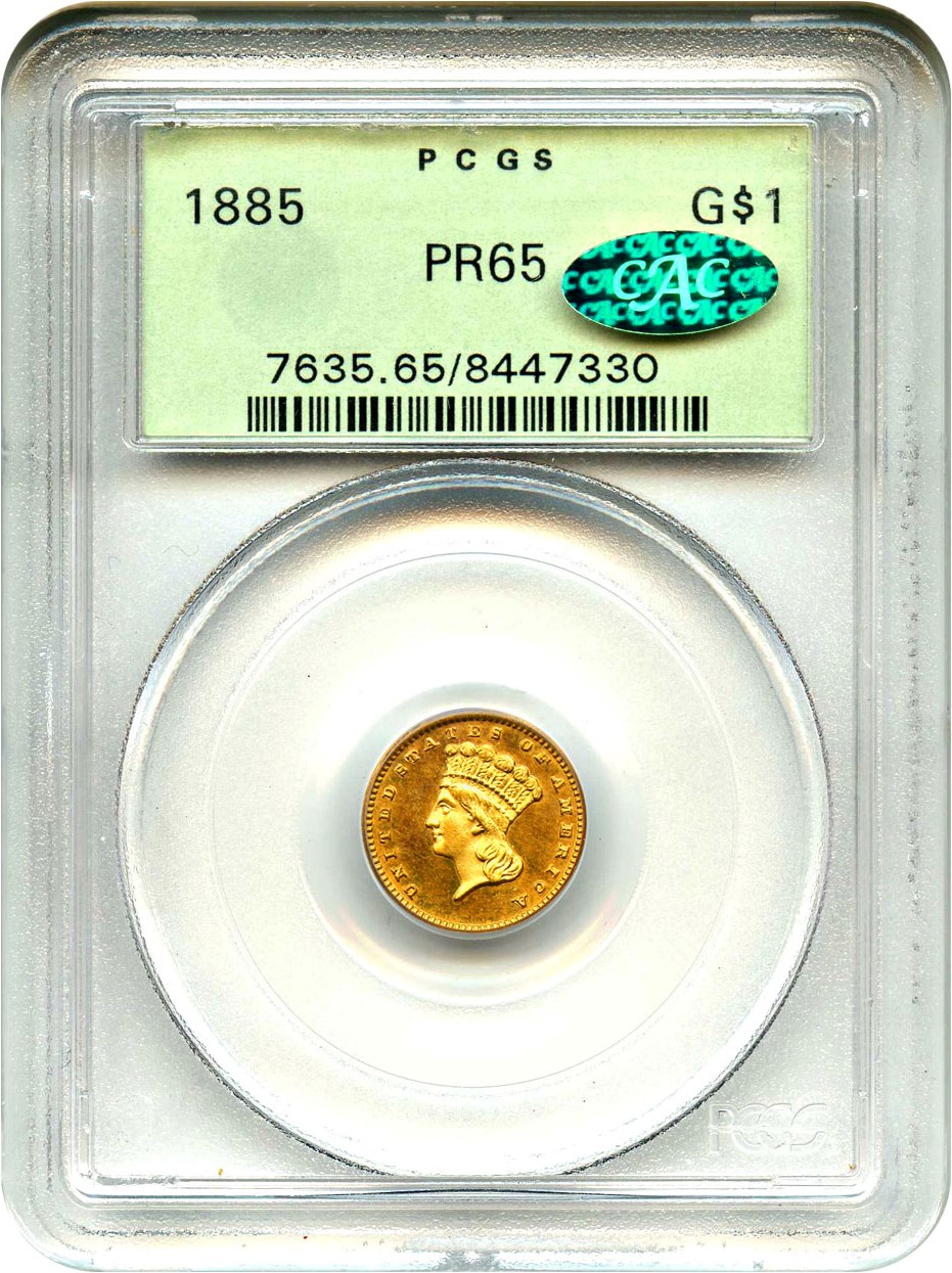 image for: 1885 G$1 PCGS/CAC Proof 65 (OGH)