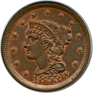image for: 1853 1c PCGS/CAC MS65 RB