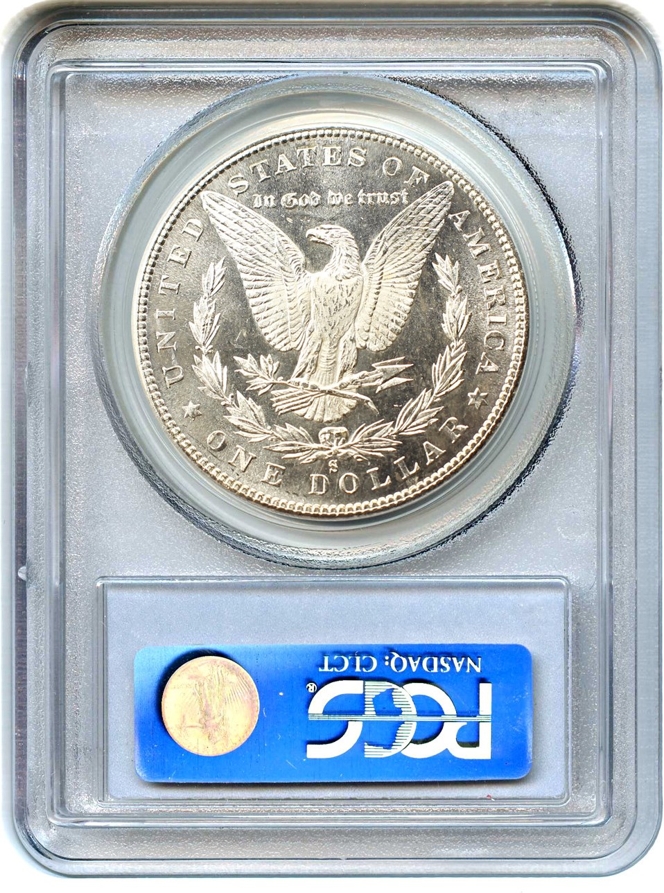 image for: Top 100 VAM: 1880-S $1 PCGS MS64 PL (80/79, VAM-9, Large S)