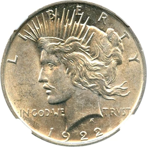 image for: Top 50 VAM: 1922 $1 NGC MS62 (VAM-12A, Moustache)