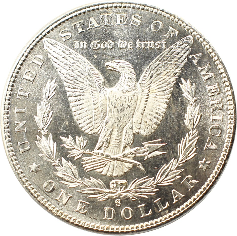 image for: Top 100 VAM: 1880-S $1 PCGS MS64 PL (80/79, VAM-9, Large S)