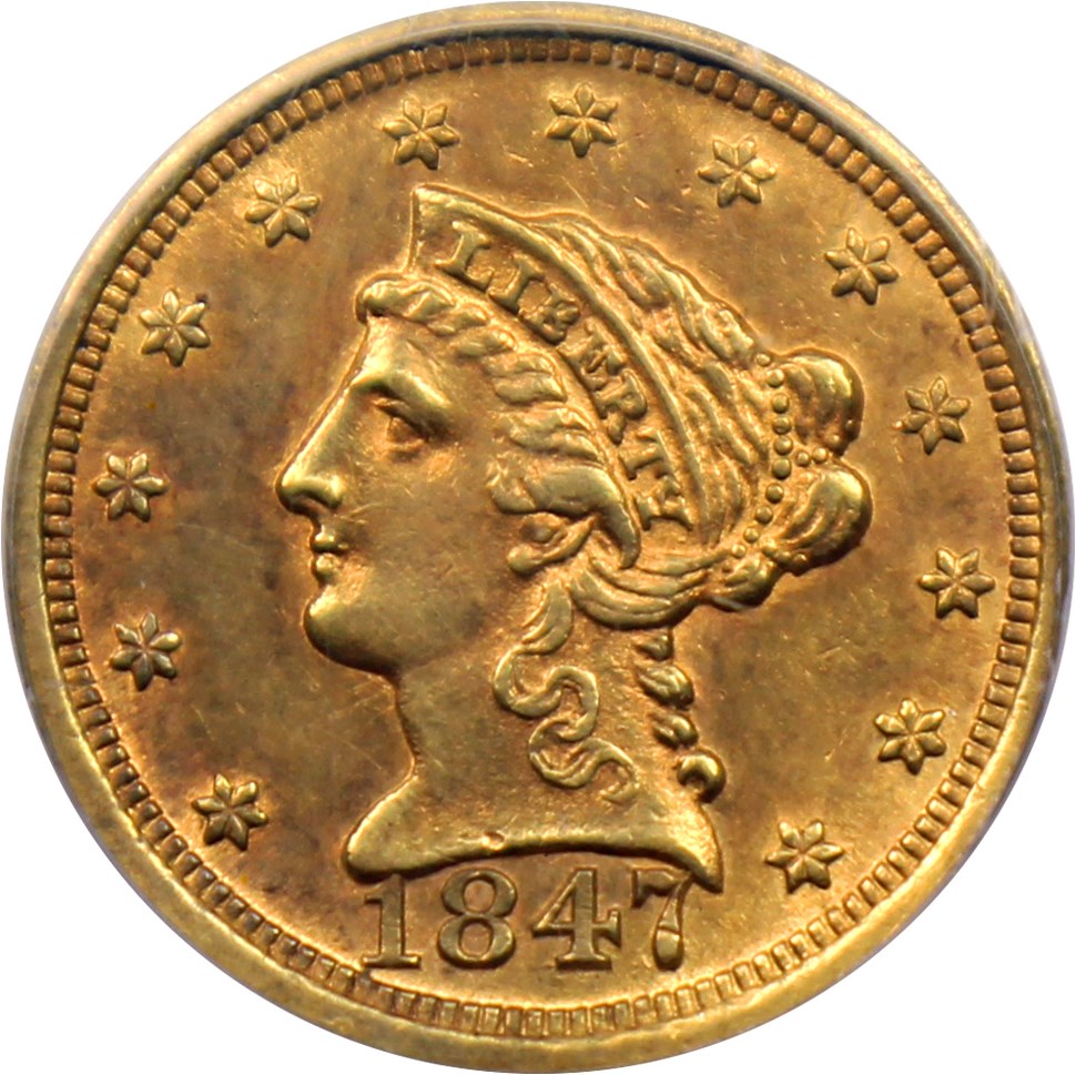 image for: 1847-D $2 1/2 PCGS XF45