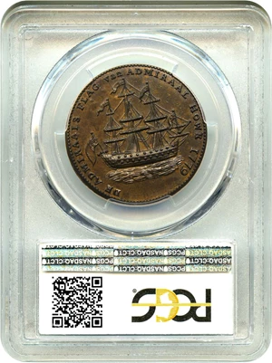 image for: 1779 Rhode Island Ship Token PCGS/CAC MS63 (No Wreath, Brass)