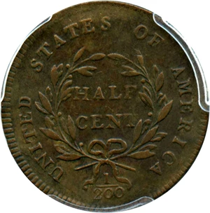 image for: 1797 1/2c PCGS XF45 BN (Plain Edge)