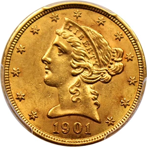 image for: 1901 $5 PCGS MS63